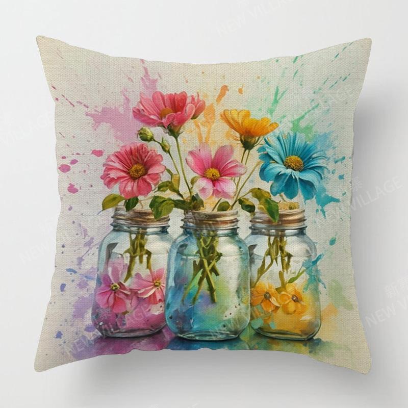 Scandinavian Plant Print Pillow Cover Living Room Sofa Cushion Cover Modern Simple Ins Style Home Decoration 40x40cm