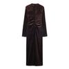 Elegant Spring Pleated Velvet Midi Dress 9801242 - Women's Fashion Style