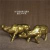 Pure copper buffalo with head up one facing down, a pair of animal desktop decorations for home, office, and livi
