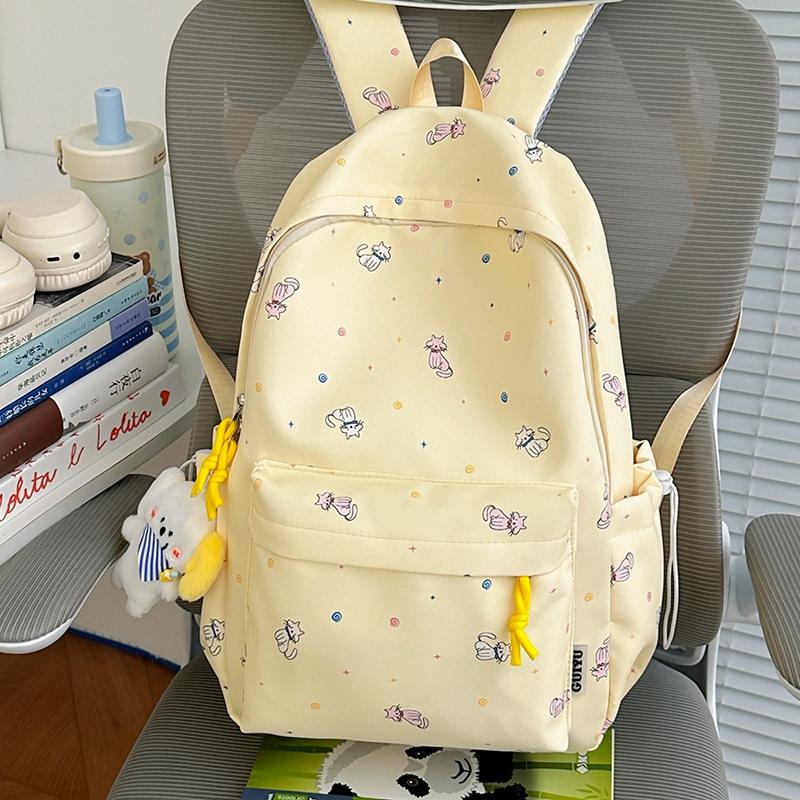 Schoolbag Small Fresh Sweet Soft Girl Backpack Large Capacity Lightweight Weight Casual Backpack Cartoon Cute Schoolbag Schoolgirl