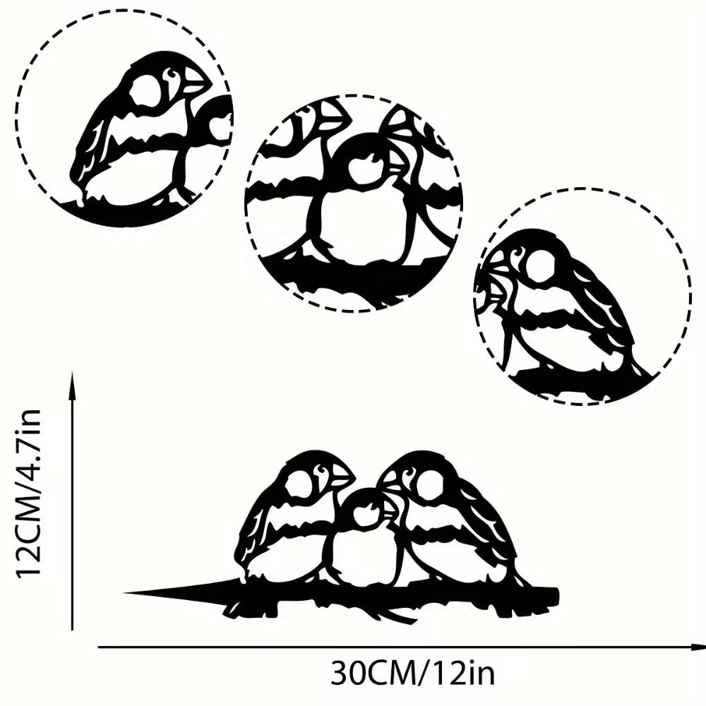 1pc Bird Family Metal Art Garden Signs - Cut Metal Sign A Metal House Sign forHome Garden Yard Art Patio and Outdoor Decorations