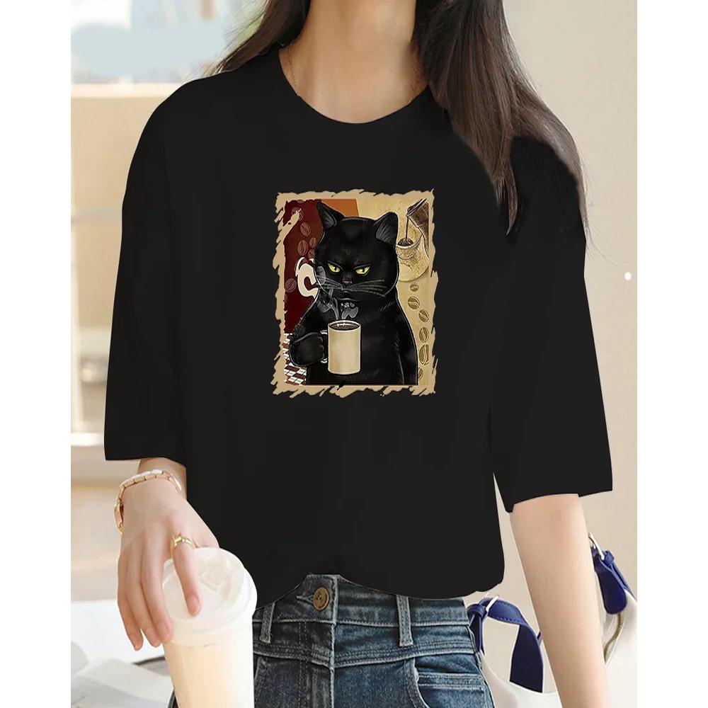 

Women s cartoon brown microphone print T-shirt Y2K white street short-sleeved T-shirt women s casual tops new summer wear XXXXL