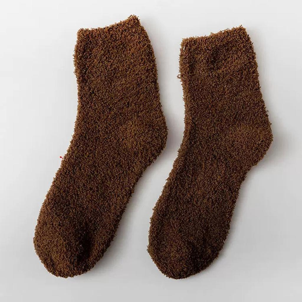 Ladies' Warm Plush Socks, Floor Socks, Candy Colored Medium Socks