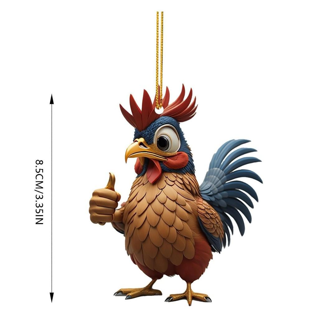 Acrylic Christmas Festive Chicken Car Charm Perfect For Enhancing Holiday Atmosphere Home