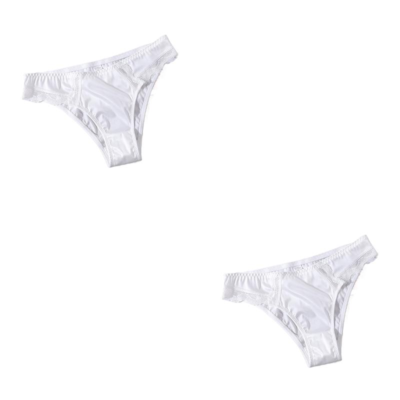 CINOON 2Pcs/Lot Women s Sexy Low-rise Briefs Lace Trim Panties Seamless Thin And Breathable Briefs M
