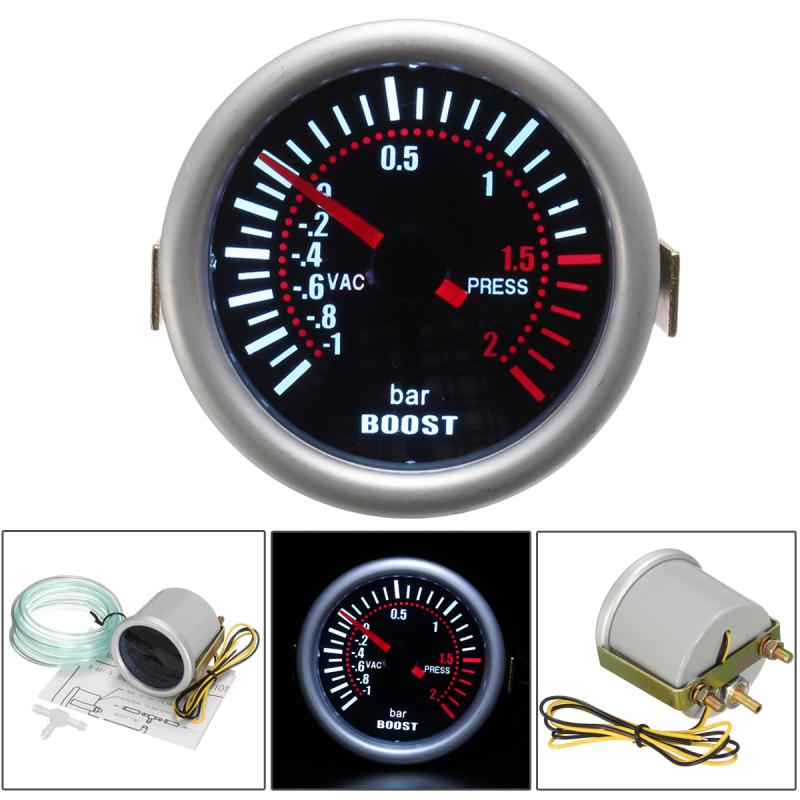 Dynoracing 2''52MM Turbo Boost Gauge 3 BAR Mechanical White Led Boost Gauge Smoke lens Boost Sensor BX101537