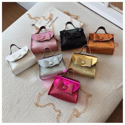 Trendige Mädchen Umhängetasche: Quadratische Pailletten-Schleifen-Handtasche für Lippenstift & mehr