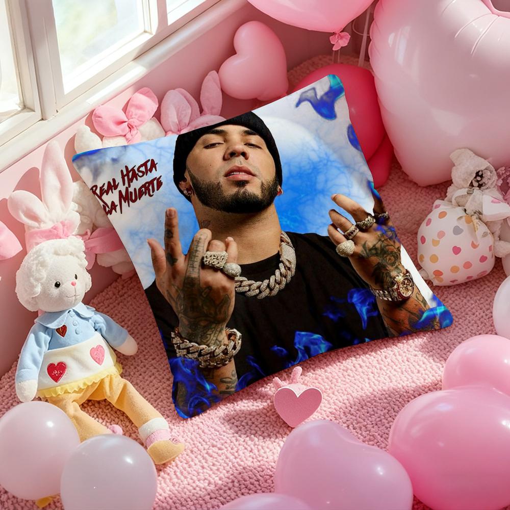 A-Anuel AA Real Hasta La Muerte Cushion Cover Pattern Printed Pillowcase for Living Room Sofa Cushion Cover & Bedroom Decor