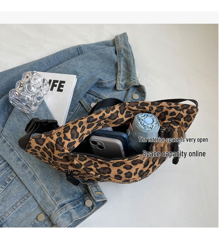 Leopard Print Large Capacity Canvas Crossbody Dumpling Bag - Casual Summer Shoulder Bag.