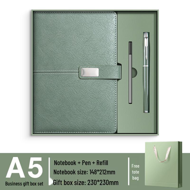 A5 Premium Geschenkset: Personalisierter Geschäftsnotizblock/Besprechungsprotokollant mit individuellem Logo.