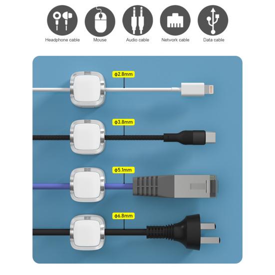3/6Pcs Magnetic Cord Holder Adhesive Home Office Nightstand Desk Cable Organizer Wire Management Clip Phone Charging Cord Keeper