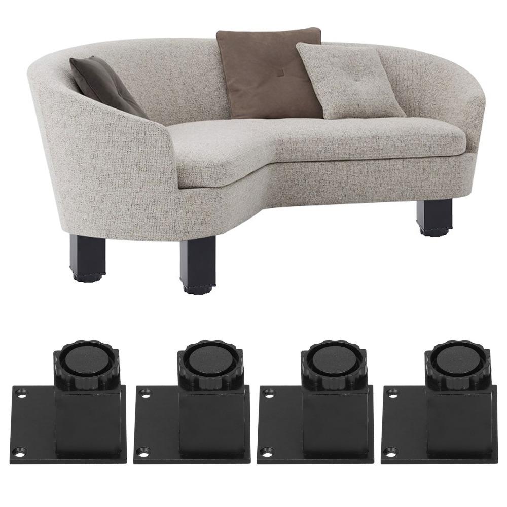 4 Stück/Set Moderner Schwarzer Möbelbein Aluminiumlegierung Robust Verstellbar Schrankbein Verstellbar 60mm/80mm Quadratisches Möbelbein Sofa