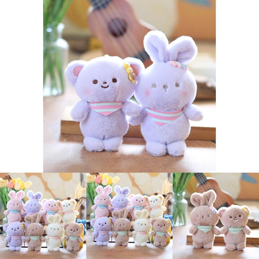 Cute Bunny Plush Keychain Ultra-soft Short Plush Stuffed Animal Backpack Accessory