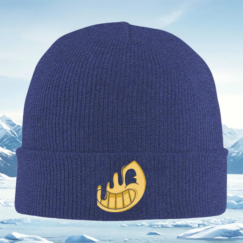 New Smiling Face Ink Cartoon Design Unisex Women Unisex Knitted Hat Beanie Pullover Cap Winter Thermal Warm Christmas Outdoor Cycli
