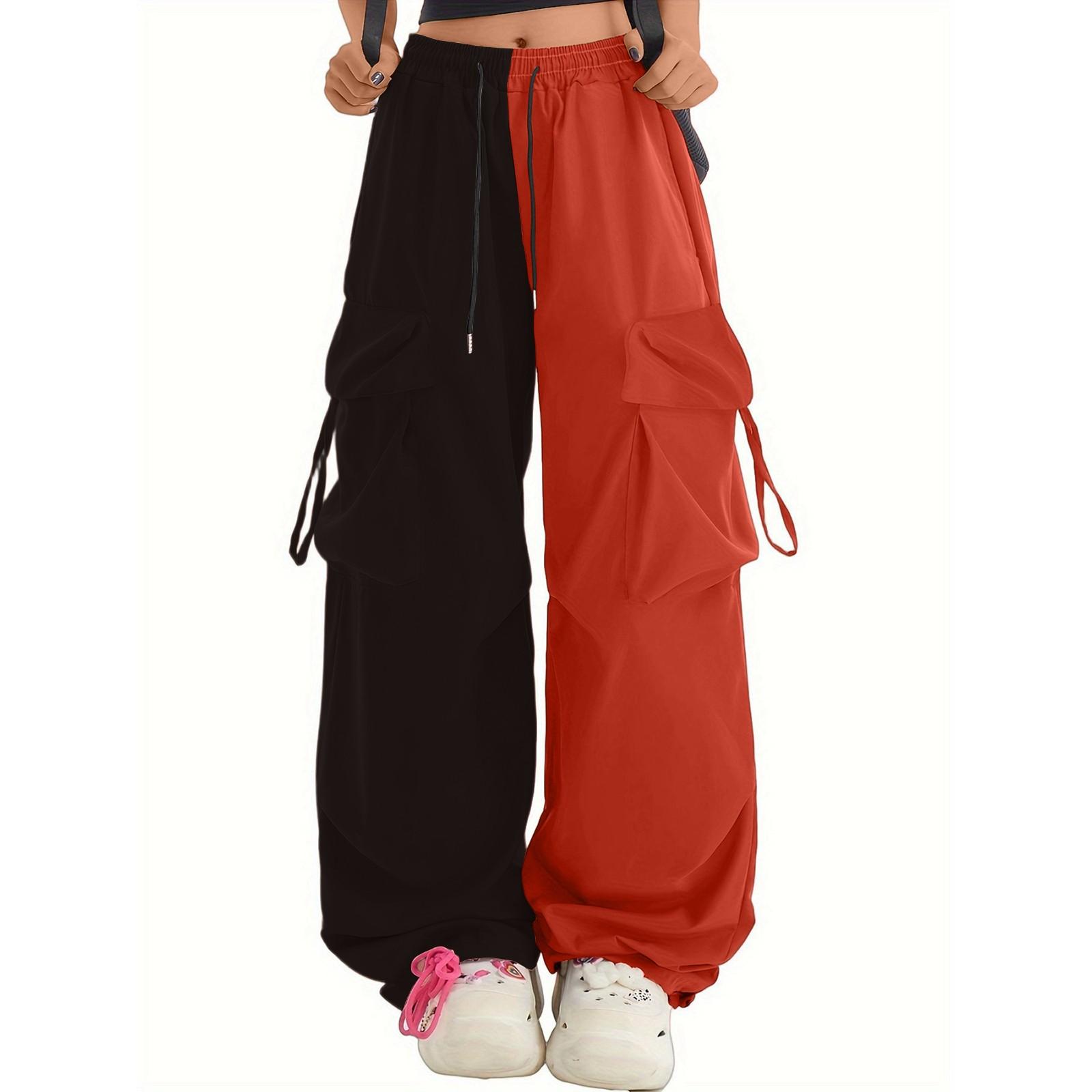 

Женские брюки парашюты широкие штанины свободные повседневные двухцветные рабочие S