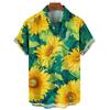 Camicie Hawaiane da Uomo Stampa 3D Grafica Girasole Moda Bottoni Manica Corta Collo a Revers Streetwear Camicie Hawaiane per Uomo Estate