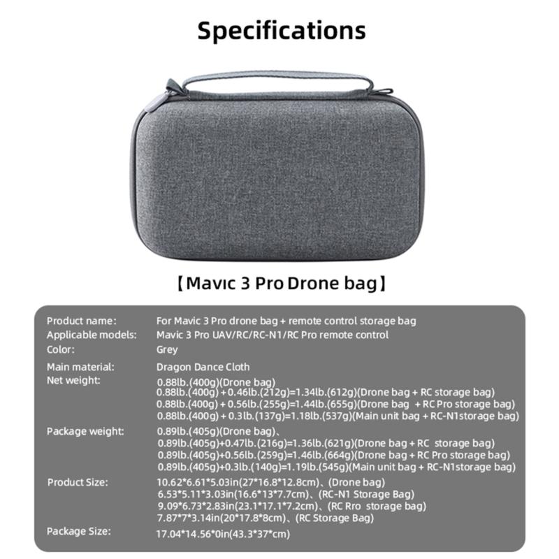 Traveling Box Bag for Mavic 3Pro Drone /RC/RC-N1/RC Pro Remote Box Zipper Organizers Easy To Open Close Carrying Holder