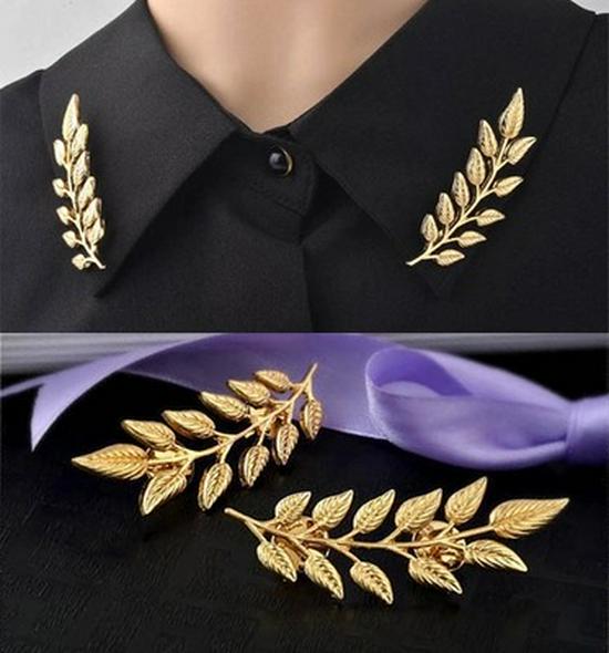 Retro Gold Metal Wheat Ears Brooch Lapel Pin for Men and Women