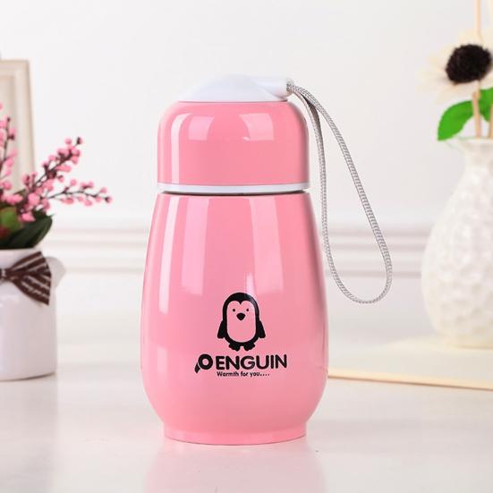 300ML Vacuum Cup Food Grade Good Thermal Insulation Effect Stainless Steel Penguin Water Bottle for Home
