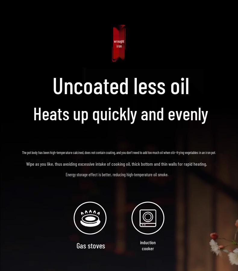 20cm Ručně kovaný tepaný wok – Nepotažená mini pánev