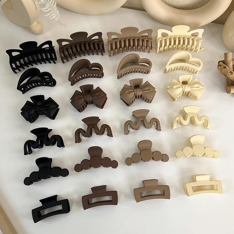 Popular Coffee Black Beige Hair Clip Frosted Large Hair Claw Crab Clips Acrylic Hairpins Geometric Shark Clip