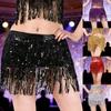 Sequins Wrap Skirt Belly Dance Hip Scarf Wrap Sparkles Mini Skirt Raves Festival Outfit Halloween Costume for Women Girls