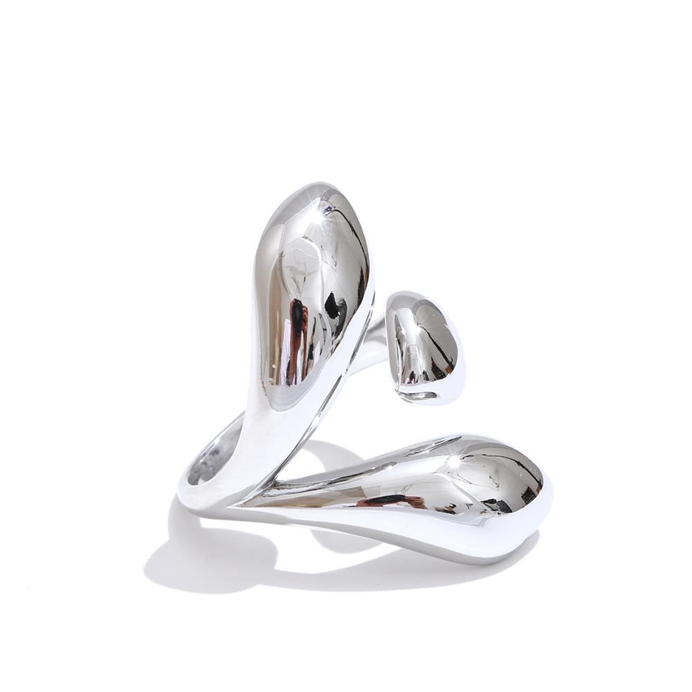 Yhpup High Quality Smooth Stainless Steel Geometric Casting Ring Gold & Platinum Plated Distinctive Daily Wear Finger Jewelry
