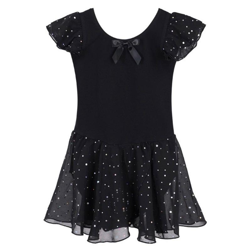 Tanz-Leotards mit Tüllrock Gymnastik Ballerina Outfit Kurzarm Ballett Tanzkleid Tanzbekleidung für Kinder Kleinkind