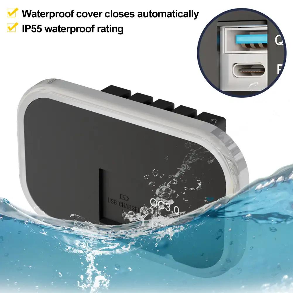 12V/24V Car Motorcycle Charger USB Type-C PD3.0 USB3.0 Fast Charging Socket Charging RV Boat on Board