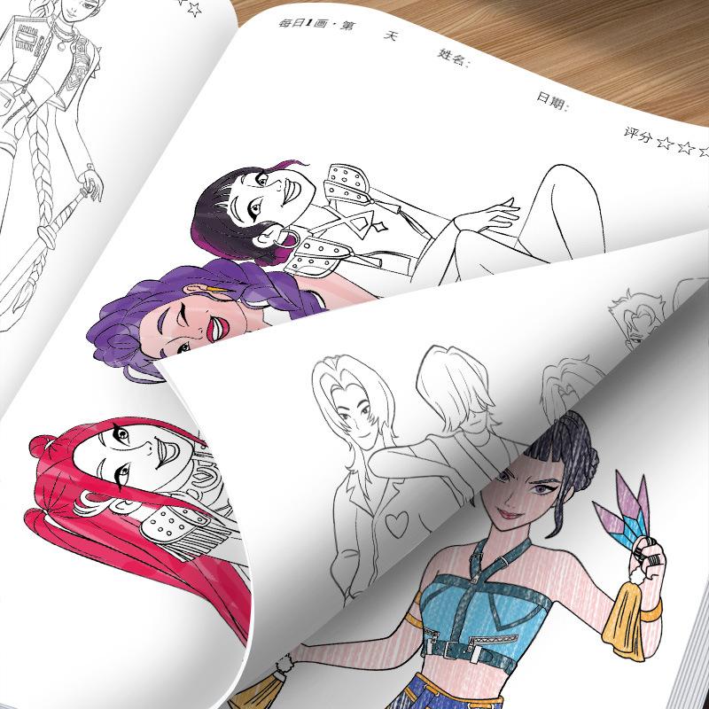 Kpop Demon Hunters Anime omalovánka, Roztomilá kreslená knížka pro děti, Ideální dárek pro fanoušky