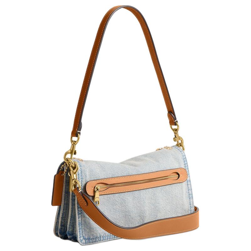 Coach Tabby 26 Crystal Denim Fabric Crossbody Shoulder Bag Medium Women's Silver