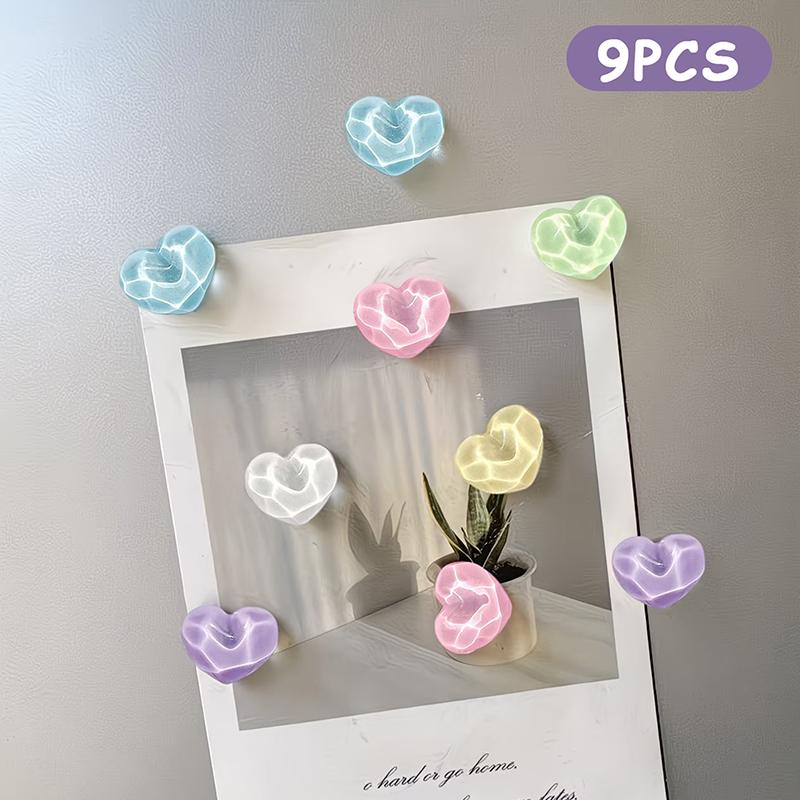 9Pcs Heart-Shaped Decorative Refrigerator Magnets Set Cute Decoration For Home Office Whiteboard Dishwasher Decor Perfect Gift
