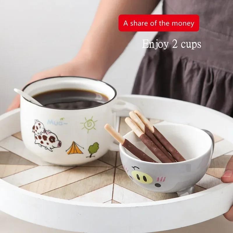 350ml Kawaii Kubek Shiba Inu Uroczy Kreskówkowy Ceramiczny Kubek z Pokrywką i Łyżeczką Kubki na Kawę Mleko Herbatę Śniadaniowe Filiżanki Naczynia do Picia Prezenty