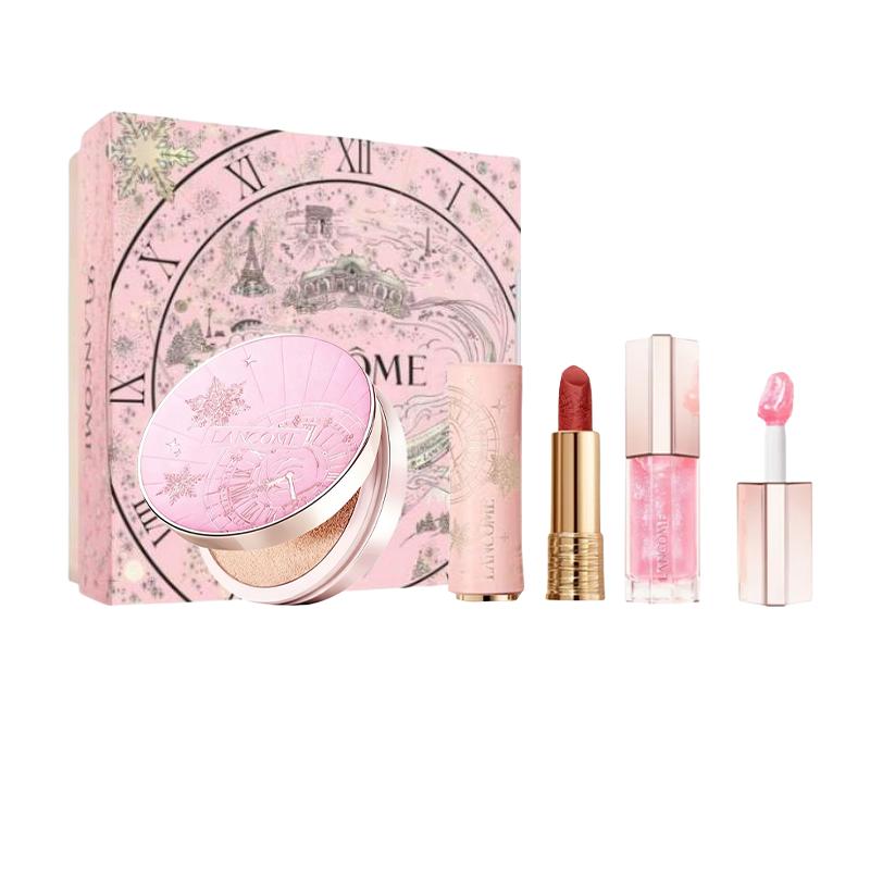 Lancôme It’s My Cushion Lip Gloss Lipstick 2025 Christmas Limited Gift Box 90th Anniversary Makeup Set Easy to Apply Color 14g+3.4g+8.5ml красный