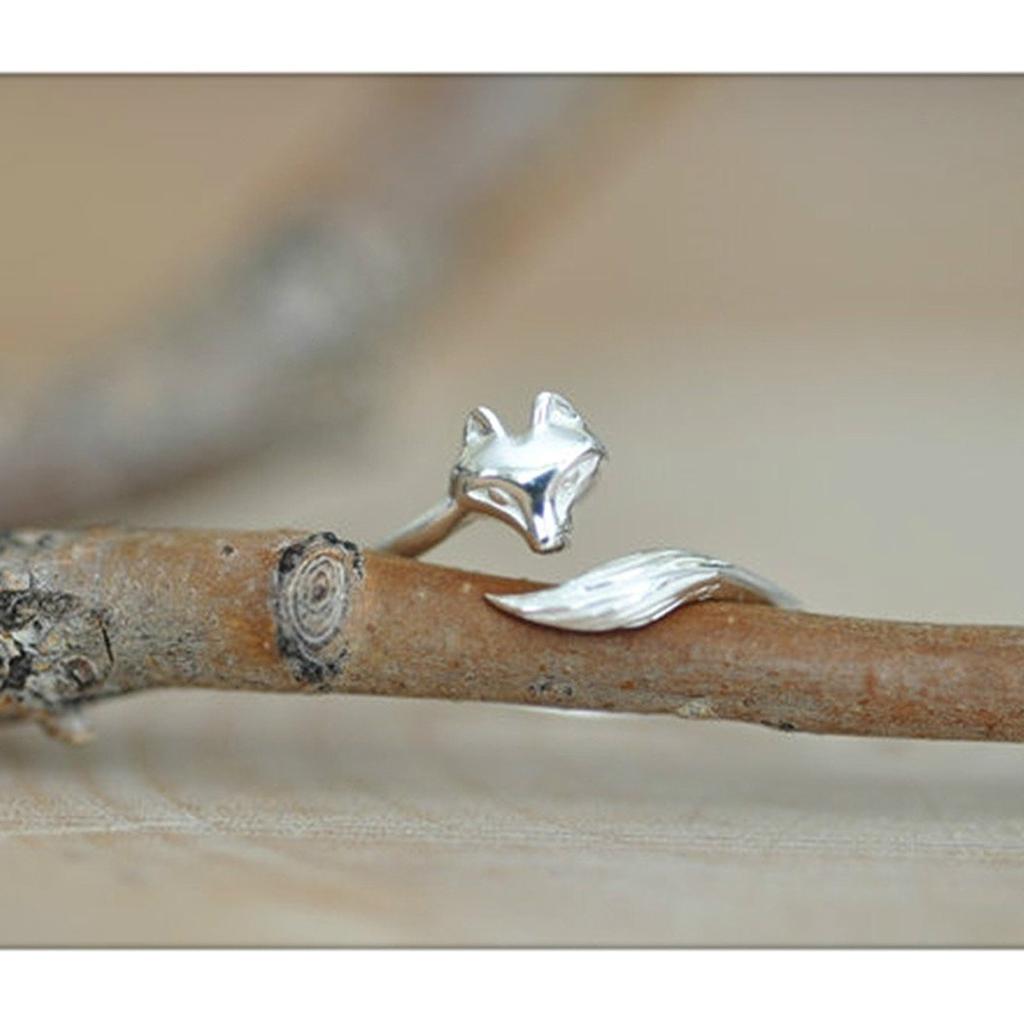 Moonstone Adjustable Ring 925 Sterling Silver Fox Shape Design Silver Ring