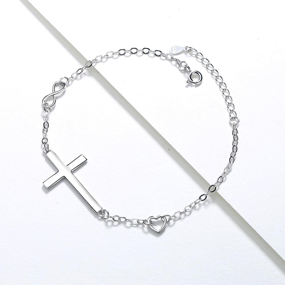 925 Silver Cross Bracelet: Elegant Unisex Fashion