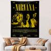 Nirvana Tapestry Wall Hanging, Grunge Rock Band Tour Poster Art, Retro Wall Decor for Bedroom Living Room Dorm