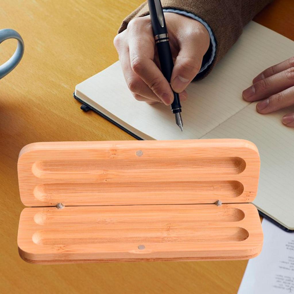 Wood Pen Box Pencil Holder Novelty Sturdy Supplies Polished Finish Ballpoint Protective