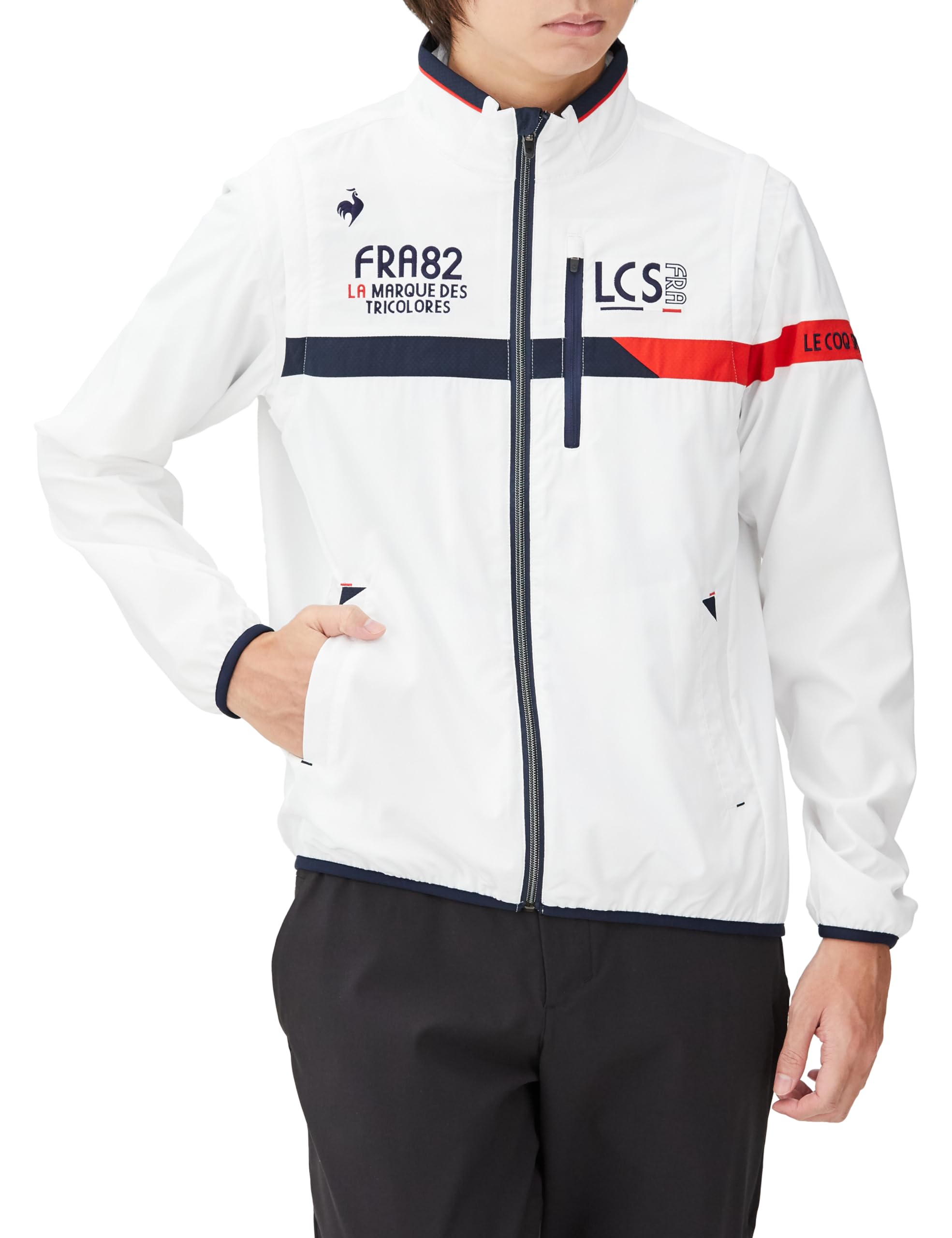 

Coq Sportif Blouson Standard 2WAY Water Repellent Stretch Detachable Windproof Golf QGMXJK00 WH00 LL [Le Golf] [Stretch Forcer] Men s (White)