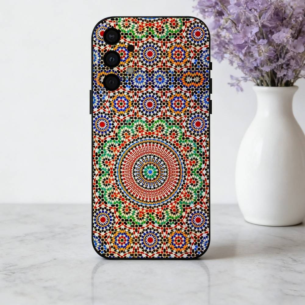 T-Tile M-Moroccan Cool Art Phone Case For Samsung Galaxy A73,A72,A71,A70,A53,A52,A51,Soft Silicone Black Cover