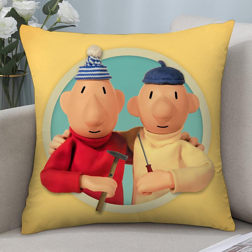 

Cartoon P-Pat & Mat Pillow Case Short Plush Pillow Covers Sofa Decorative Gift Home Double-sided Printing Cushion Cover 16x16Inch