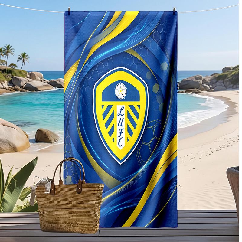 Leeds United Football Print Beach Towel, Large Soft Quick Dry Towel for Beach Camping Swimming