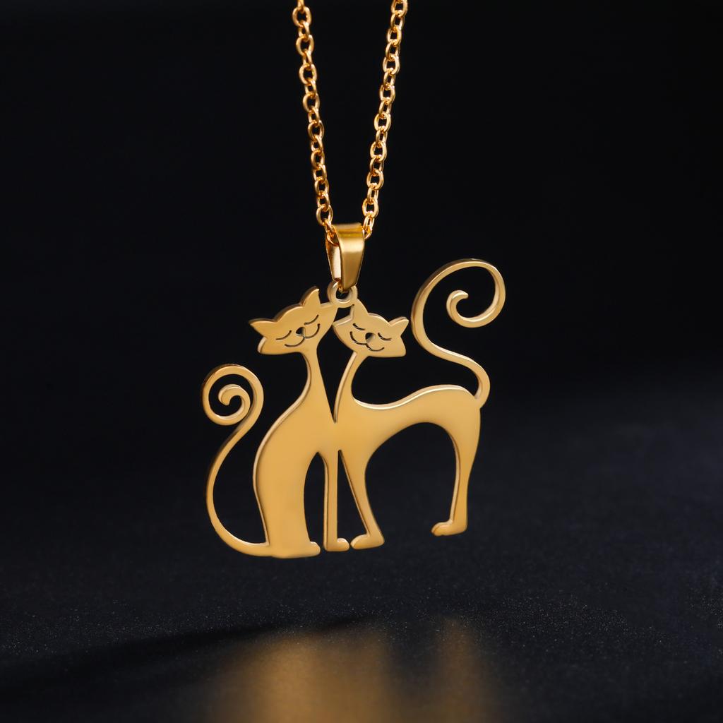 Cazador Loving Cat Pendant Necklaces for Women Stainless Steel Cute Kitten Animal Neck Chain Jewelry Gift Wholesale 2026 New