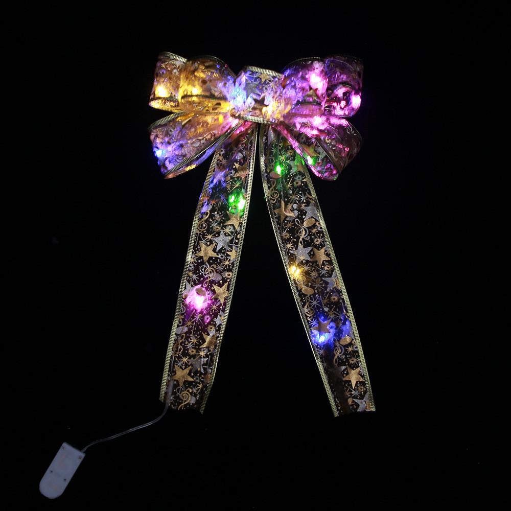 Stylish Silver Large Christmas Bow Decoration With Multicolored And Warm Light Choices