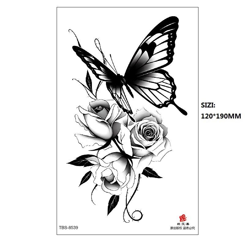 Black Butterfly Owl Sunflower Set Water Transfer Simulation Temporary Tattoo Sticker