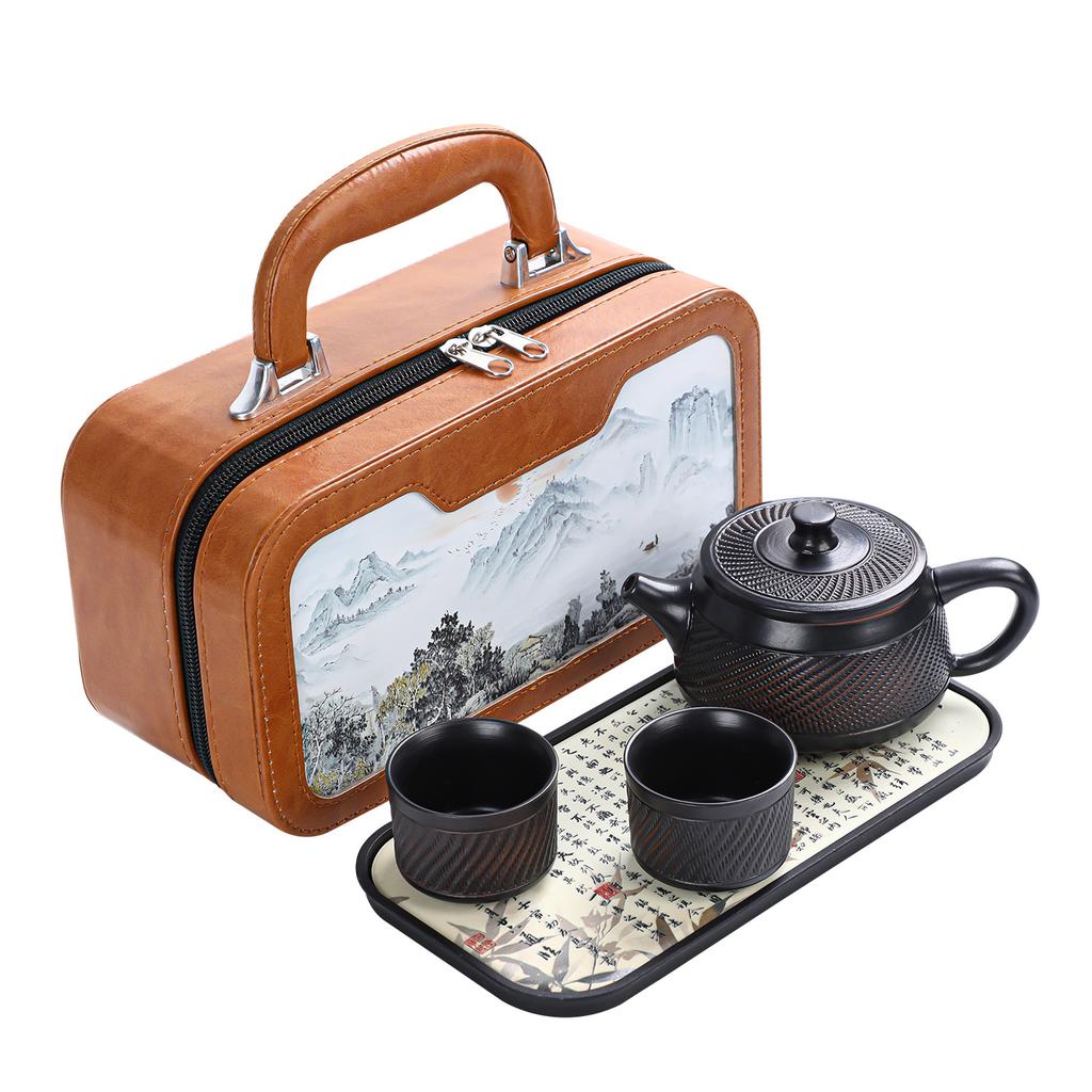 Purple sand ceramic tea set, light luxury high-end gift box, home office company business companion gift, new model