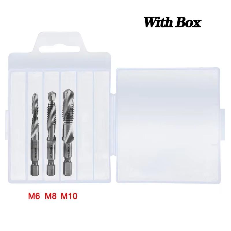 Titan Bohrer Gewindebohrer Kombinationsbit Set - Metrisches Gewinde M3 M4 M5 M6 M8 M10 Gewindebohrer Werkzeug zum Gewindeschneiden Senkbohren
