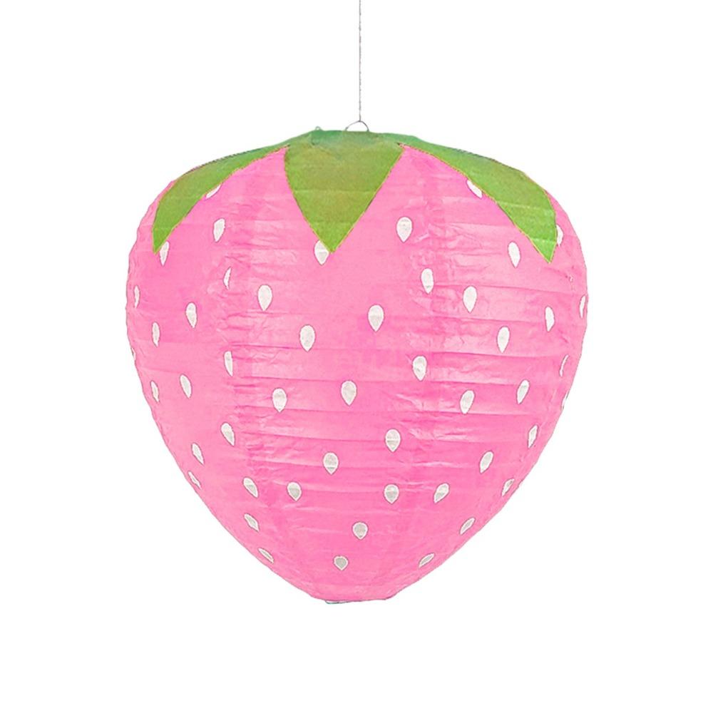 Handheld Paper Lantern 3D Pink Hanging Lantern Ball Strawberry Lantern  DIY Kindergarten