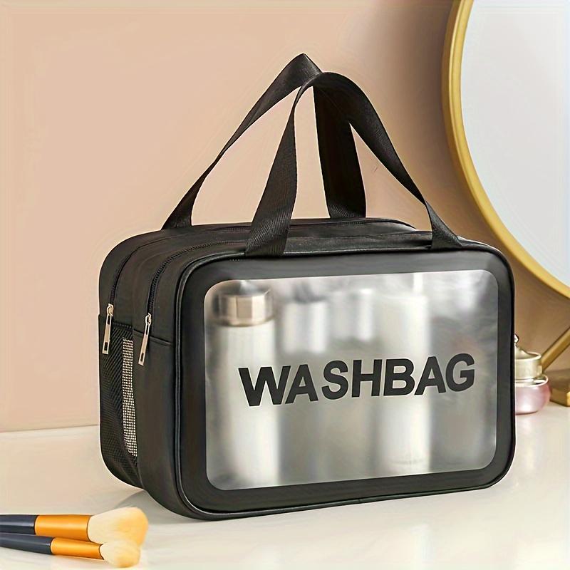 Double-Layer Waterproof Toiletry Bag - Transparent Dry & Wet Separation Cosmetic Organizer, Lightweight Travel Wash Bag for Women & Men