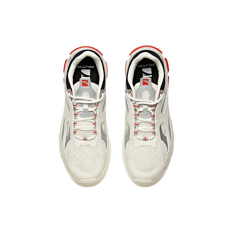New Anta Shock Absorbers Slip Resistant Abrasion Resistant Breathable Low Top Chunky Sneakers Men's White Black Silver 112038899-1